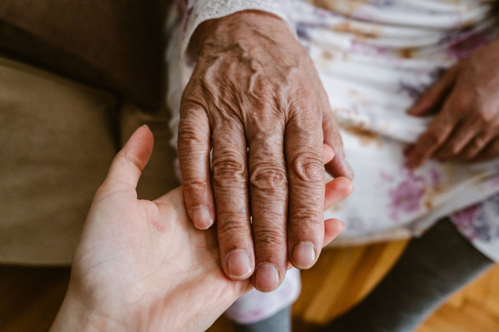 live-in care in Greenwich, older person talking with family carer at home